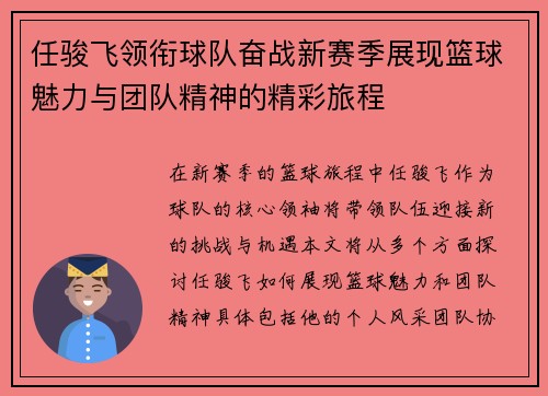 任骏飞领衔球队奋战新赛季展现篮球魅力与团队精神的精彩旅程