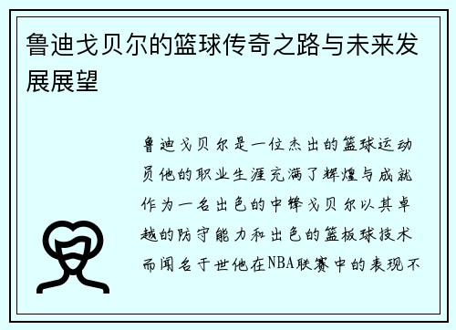 鲁迪戈贝尔的篮球传奇之路与未来发展展望